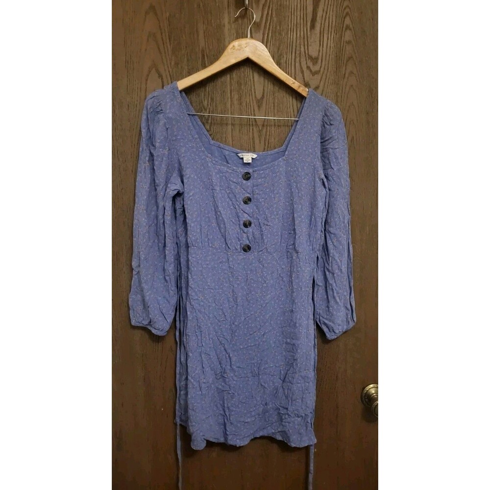 American Eagle Outfitters Women’s Blue Floral Print Long Sleeve Dress Size Large
